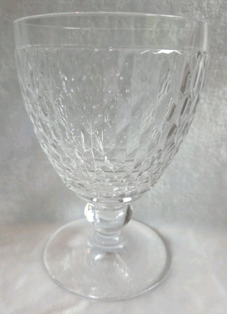 1 Villeroy & Boch Boston Clear Crystal Water Goblet Diamond-faceted Pattern