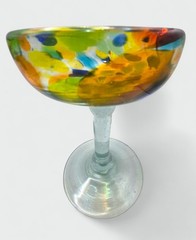 Vintage Hand-blown Confetti Margarita Glasses Set 3 Art Glass Barware Mexico