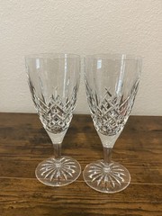 PAIR Of WATERFORD Crystal ARAGLIN Fluted Champagne Glasses 8 3/8″H, SIGNED
