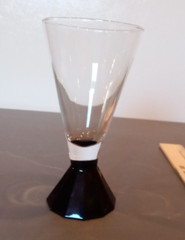 Vintage Cristal D’Arques Durand Luminarc Multi Sided Black Base Clear Vessel Win