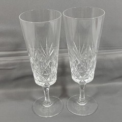 Crystal Champagne Flute Wine Glass Set Of 2 StarBurst Cut Wedding Toast