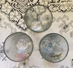 3 Vintage Tropical Bird Juice Drinking Glasses KIG Malaysia Hand Painted