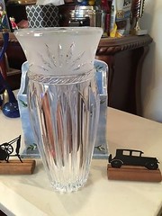 LEAD CRYSTAL VASE Cristal D’Arques CARTHAGE 12″ – PARIS France WITH ROSES
