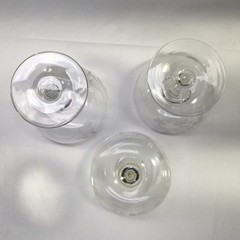 Vintage 1920s Gray Cut Birds Nests & Eggs Hand Blown Champagne Glasses, Lot Of 3