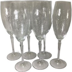 Vintage Pier Crystal Etched High-End Stemmed Wine Glass Set of 6