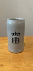 2 one liter HOFBRAUHAUSWIRT Glanegger HB Crown salt glazed stoneware beer steins