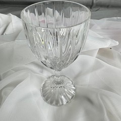 Set 10 Lead Crystal Optic Ribbed Goblets Wine Glasses 6.5in Fluted Foot Heavy