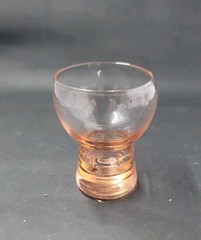 Vintage Pink Cordial Set, L. E. Smith Greenberg Glass Heart Center Handle 1930’s