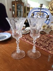 Rose Point Etched Crystal 3500 Goblet 8.3/8″ Cambridge Glass Stemware