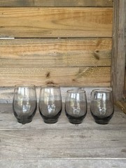 1970 Vintage Libbey Tumbler Glasses Rounded Weighted Base Smoke Glass Set of (4)