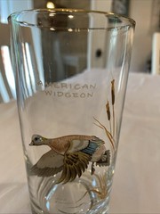 Vtg MCM Ned Smith Drinking Glass American Widgeon Hand Painted 23K Gold Trim