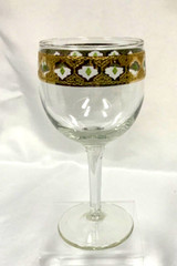 1 VALENCIA Culver 5.75″ tall WINE Glass 6 oz Green Diamond 22 KT Gold