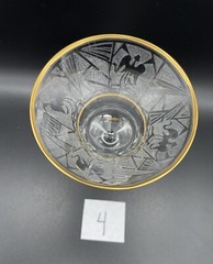 Glastonbury Lotus Cocktail Glass Glows La Furiste Clear Gold Trim