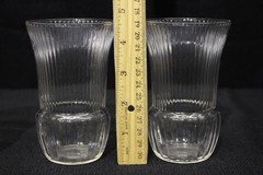 Set of 12 Vintage Blown Depression Glass Clear Ribbed Drinking Tumblers, 3 Sizes