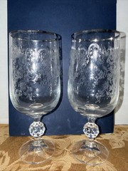 1 Bohemian Crystal Cascade Champagne Flute Etched Swag Knob Stem & Panel Base