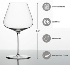 Denk’Art Burgundy Red Wine Glass, Set of 2 | Hand-Blown Crystal