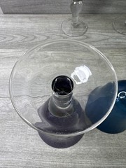 Lot Of 6 Handblown 8” Art Glass Wine Water Stemware 2-Purple 2-Green 2-Blue