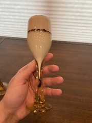 STUNNING SET(4) VTG 1979 MICHAEL NOUROT Art Glass Goblets SIGNED 8″H HTF