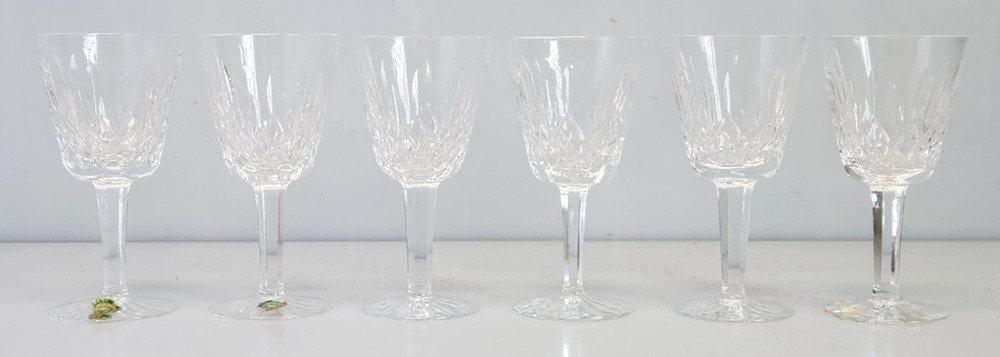 Set of 6, Waterford Crystal Lismore Claret 4.5 oz 5.8″ Tall Wine Glasses