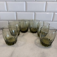 Set Of 6 Anchor Hocking Ivy Green Park Central Glasses Star Fire Swirl GW009