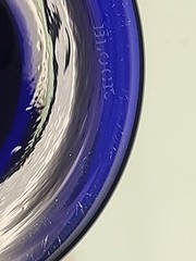 2 Block Cobalt Blue Bubble Bottom Old Fashioned Lowball Glasses