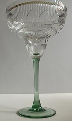4 Vnt Cristal D’Arques-Durand Green Stem Sombrero Margarita Glasses 1990s France