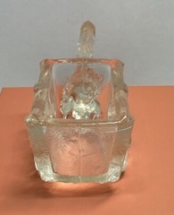 Vtg Donkey Horse and Cart Wagon Clear Glass Toothpick Holder Candy Nut Dish 50s