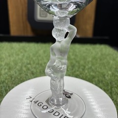 Vintage Bayel Crystal Bacchus Male Nude Frosted Figural Stem Wine Glass 7 1/4″