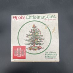Spode Christmas Tree Double Old Fashioned Glasses Tumblers W Box – Lot Of 4
