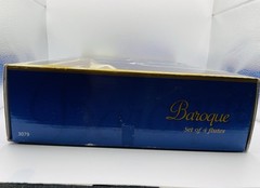 Baroque Gold & Platinum Set of 4 Crystal Flutes 24k Gold Band New w/Box