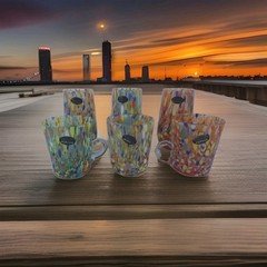 Arte di Murano Vetro Eseguito Confetti Tumblers & Mugs 3 Each EUC