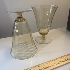 Vintage Depression Amber Gold Glass Ice Cream Goblet