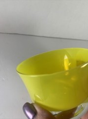 MCM Canary Yellow Blown Encased Glass Coup Champagne Glasses Set 2~Barware~Gift