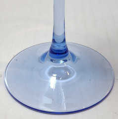 Vintage Champagne Flutes Etched Glass Clear w/Long Blue Stem 11 1/2″ Pair of 2