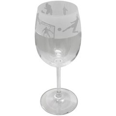 Wine Glass Decorated Soccer Sandblast Sport Stemmed Drinking Gift Boxed Animo