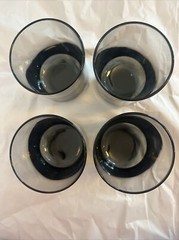 4 Vtg Libbey Amethyst Smoke Drinking Glass Barware 4.25″ Mid Century Modern