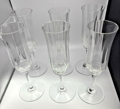 Set Of 6 Rare Baccarat Crystal Capri Optic Fluted Champagne Stem Glasses 7 1/2″