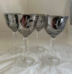 Vintage Glastonbury-Lotus Majesty Wine Glass Brocade Silver Cut 24 Stem 36 Set-4