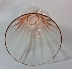 Vintage Central Glass Work #43 Pink Glass Footed Tumbler Vase Optic Fluted