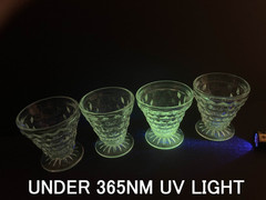 Fostoria Set of 4 Pressed Cubist Manganese Glass Glowing sherbet / dessert cup