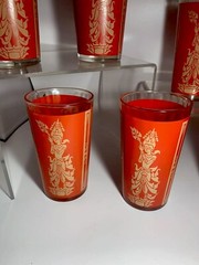 Thai Goddess Lakshmi Set Of 6 Vintage Drinking Glasses Mid Century Modern