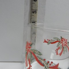 Vintage 4 Anchor Hocking Poinsettia and Ribbon Rocks Glasses Christmas Barware