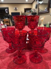Exquisite Fostoria Ruby Red 6.5” Vintage Argus Stemmed Goblets. Ex Condition