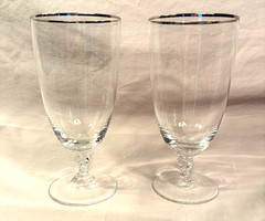 2 Lenox MONTCLAIR Crystal Iced Tea Glasses PLATINUM RIM Goblets 6.5″ Tall
