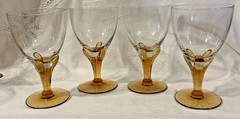 4 Seneca 310 Amber Blown 6″ Water Glasses Morgantown W Virginia Have Extras