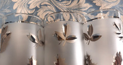6 Vintage Frosted Silver Leaf Mid-Century Vintage Tumbler Glasses Set