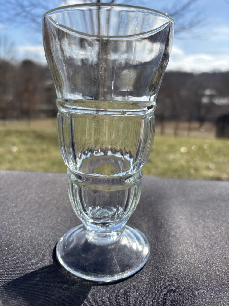 Anchor Hocking Clear Ribbed Panels #306 Milkshake Ice Cream Float 12oz Glass EUC