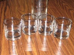 Vintage~ Set of 4~ Game Bird ~ Low Ball Whiskey Glasses ~Silver Rim & Pitcher~