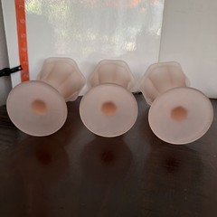 Pink Frosted Fountainware By Indiana Glass, Set Of 3 Footed Sundae Glasses