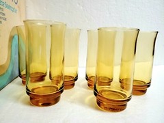 Vtg Anchor Hocking ESPRIT Honey Gold 12 Oz Tumblers Beverage Glasses – Set of 6